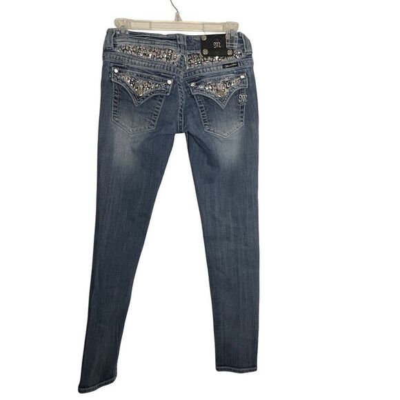 Miss Me Embellished Rhinestone Logo Back Signature Skinny Jeans Size 26 - Picture 1 of 5